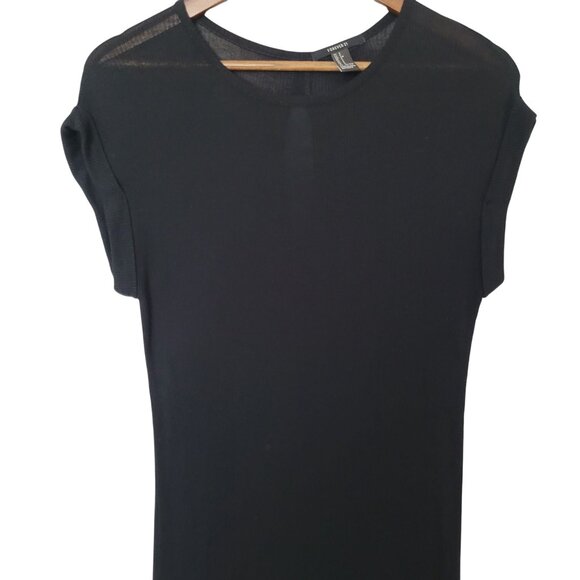 Forever 21 Ribbed Midi Dress Juniors Size S Black Sheer Panel Keyhole Back - Picture 3 of 6